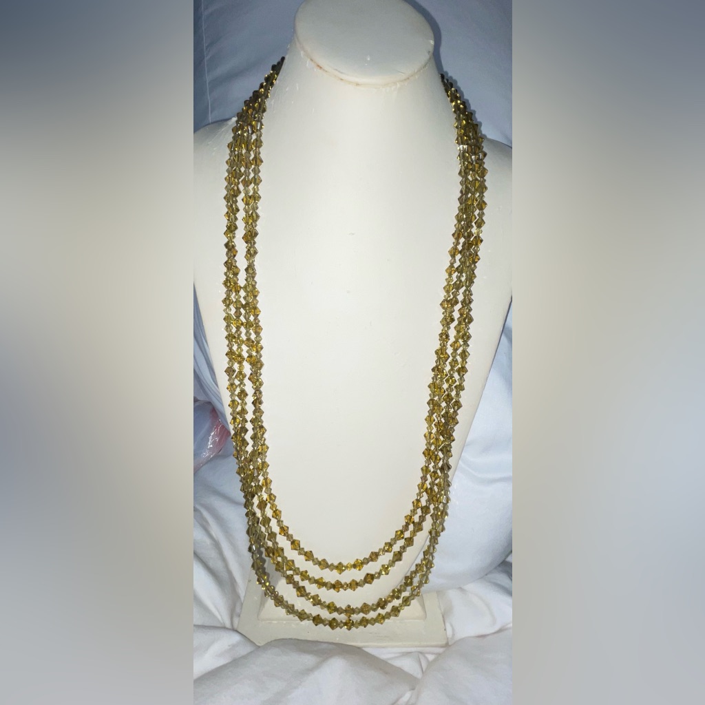 60” Clear Sea Green Crystal Continuous Strand Necklace